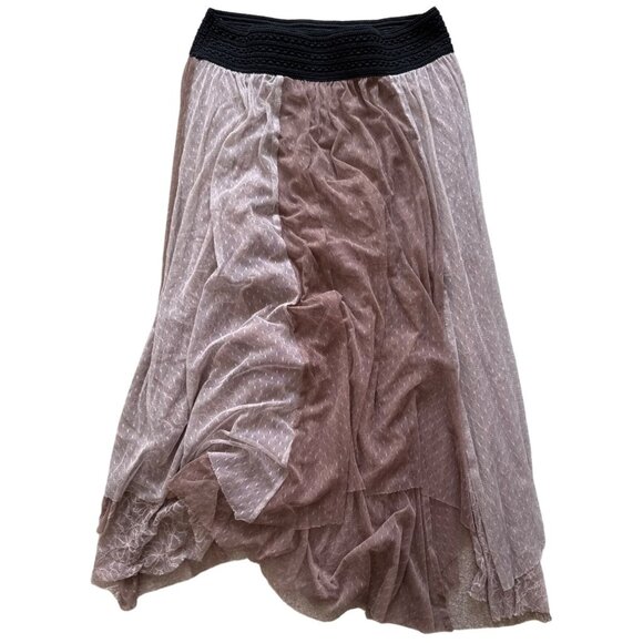 Free People Sheer Layered Tulle Midi Skirt W/ Black Elastic Waistband S - Picture 1 of 10